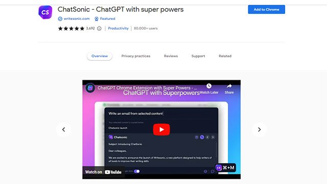 ChatSonic Chrome Extension