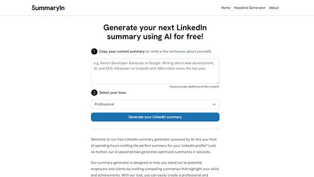 LinkedIn Summary Generator