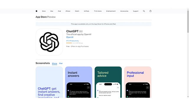 Open AI Official Chat GPT iOS APP
