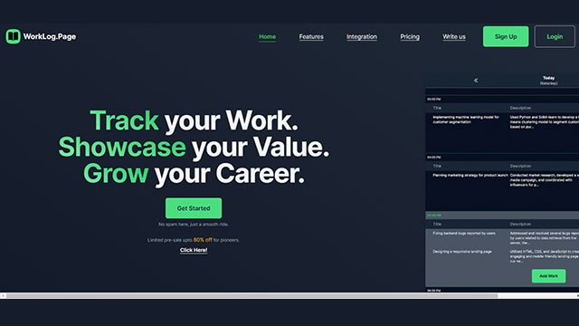 WorkLog page